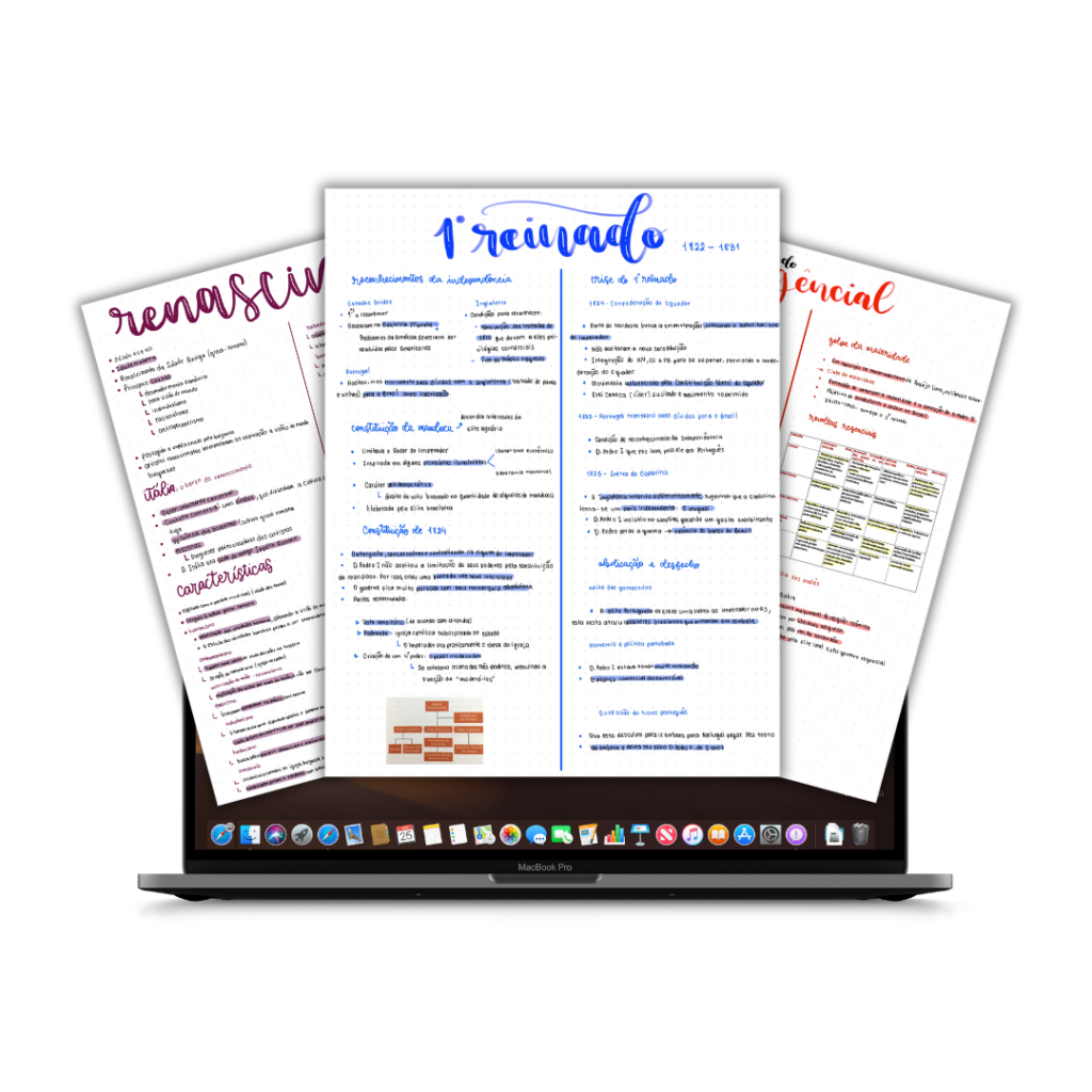 Exemplos de resumos do Pack ENEM - conteúdo organizado e visual para estudos